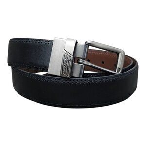 Dickies Men's New Leather Reversable Black Brown & Silver Tone Buckle Belt 34